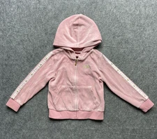 Juicy Couture Hoodie Girls 3T Pink Velour Zip Up Track Jacket Juicy Logo Y2K