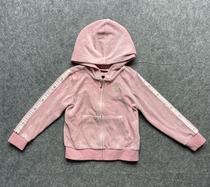 Juicy Couture Hoodie Girls 3T Pink Velour Zip Up Track Jacket Juicy Logo Y2K