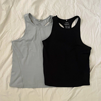 H&M Move DryMove Damen Trägershirt 2er-Set Racerback M schwarz/grau