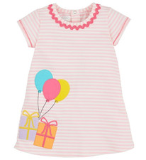 Mud Pie Baby Girl Pink Stripe Birthday T-Shirt Dress Size Lg 4T-5T NEW
