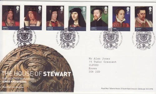 GB Stamps First Day Cover Kings & Queens House of Stewart, royalty seal SHS 2010