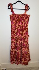 White Birch Floral Smocked Tiered Dress Pink Orange Women’s Size 2X