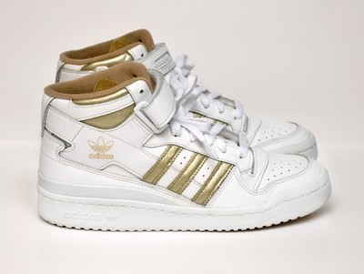 Adidas Forum Mid Women' White Matte Gold Size 8W/6.5M Authentic Vintage Used VTG