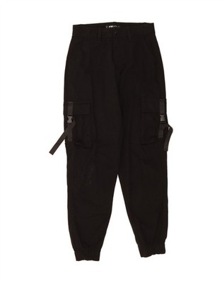 FB SISTER Damen High Waist Jogginghose Cargo Hose Small W28 L29 Schwarz DP05