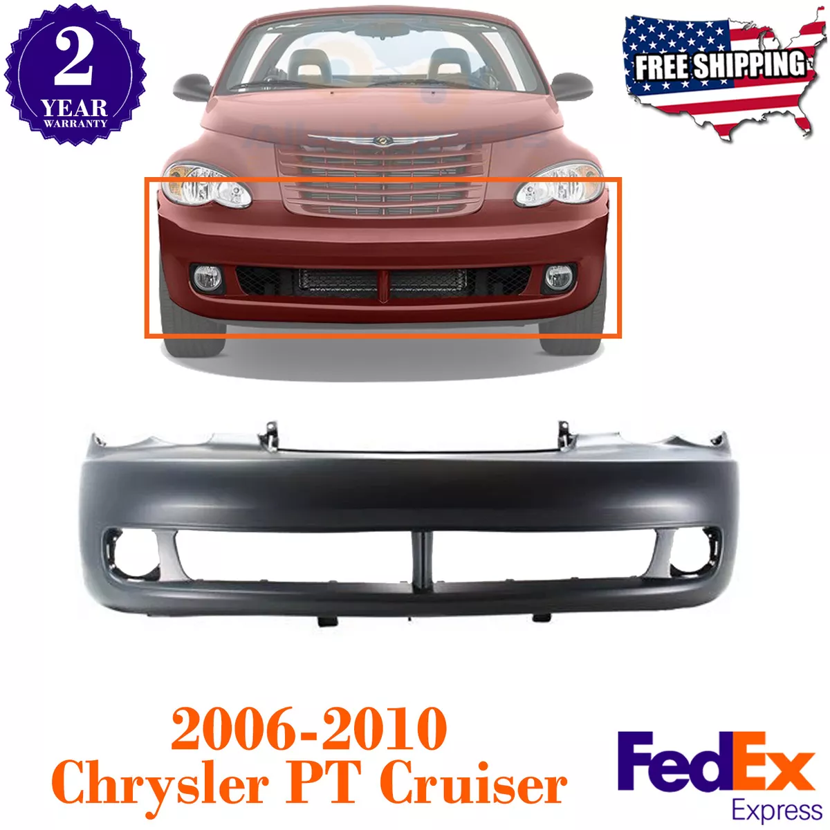 Front Bumper Cover Primed For 2006 2010 Chrysler PT Cruiser eBay