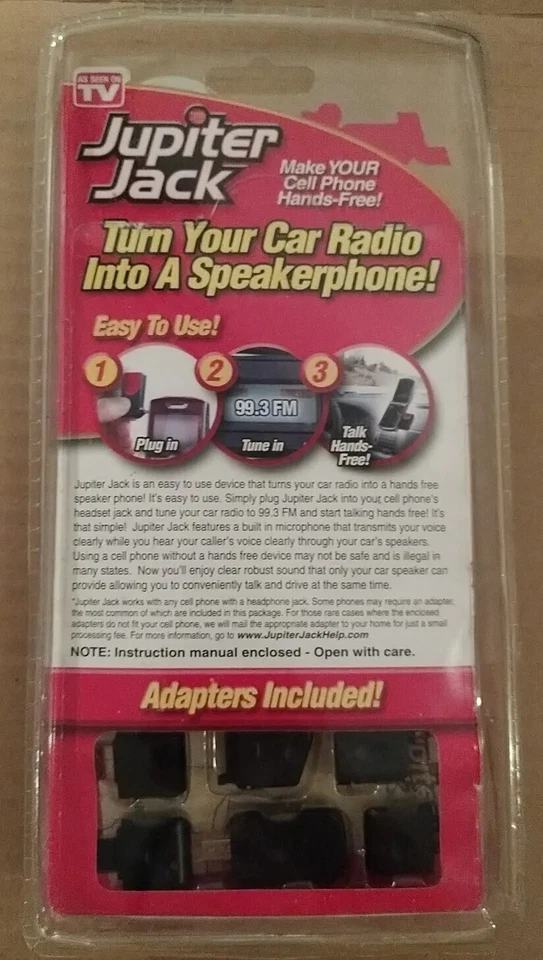 Jupiter Jack Cellular Cellphone Hands Free Car Speakerphone Converter 6 Adapters - Image 2 of 4