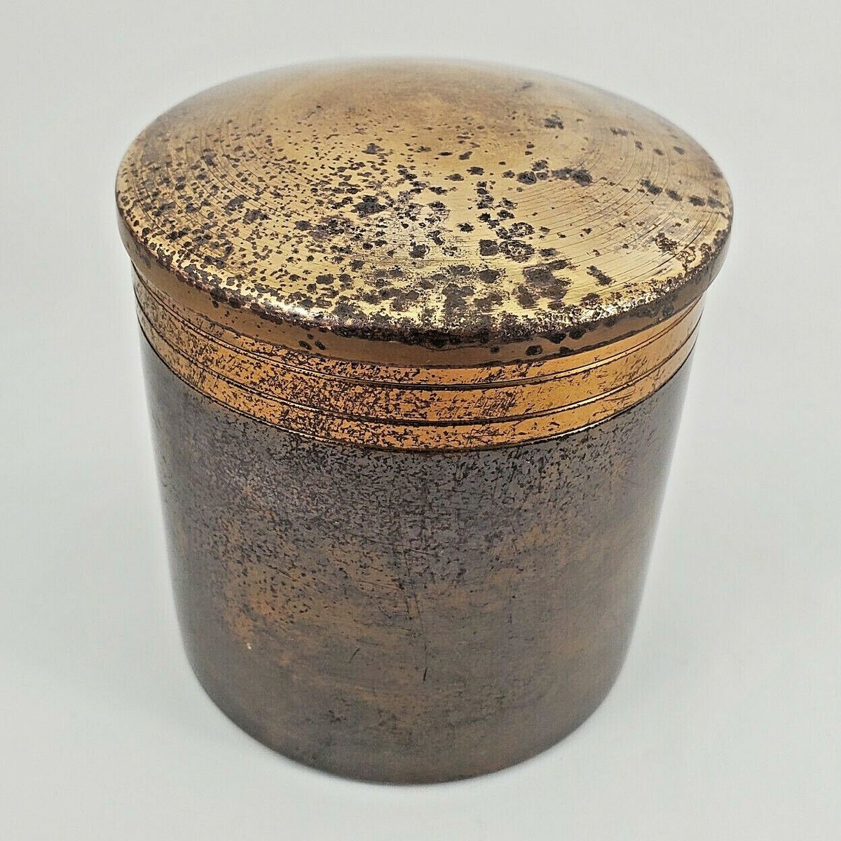 陶板 抽象ART vintage item Antique/Vintage 1920s SilverCrest Bronze Lidded Canister