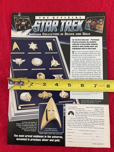 Vintage 1994 Franklin Mint Star Trek Insignia Collection Print Ad-Ad Only - Picture 6 of 7