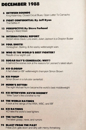 1988 December KO Knockout Boxing Magazine Sugar Ray Leonard Tyson Rooney Nunn - 画像6/6