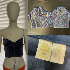 Vintage Victoria  s Secret Country Velvet Floral Bustier Corset Top 36C Flowers