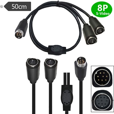1x S-Video Mini DIN 8 Pin Male to 2 Female Set-top Box TV Splitter Adapter Cable