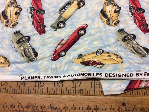 Fabric Freedom F199 Planes Trains & Automobiles - Cars 100% Cotton - Picture 2 of 6