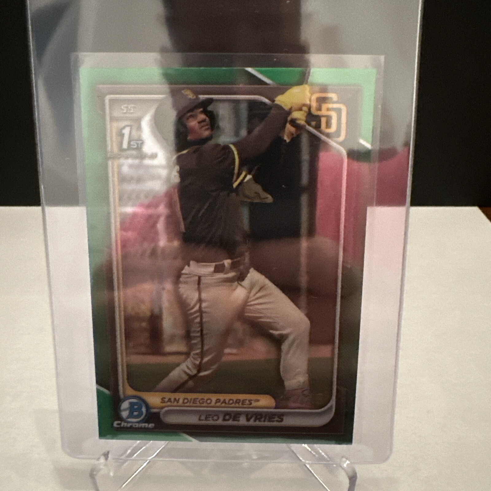 2024 Bowman Chrome #BCP-179 Leo De Vries Green Refractor /99