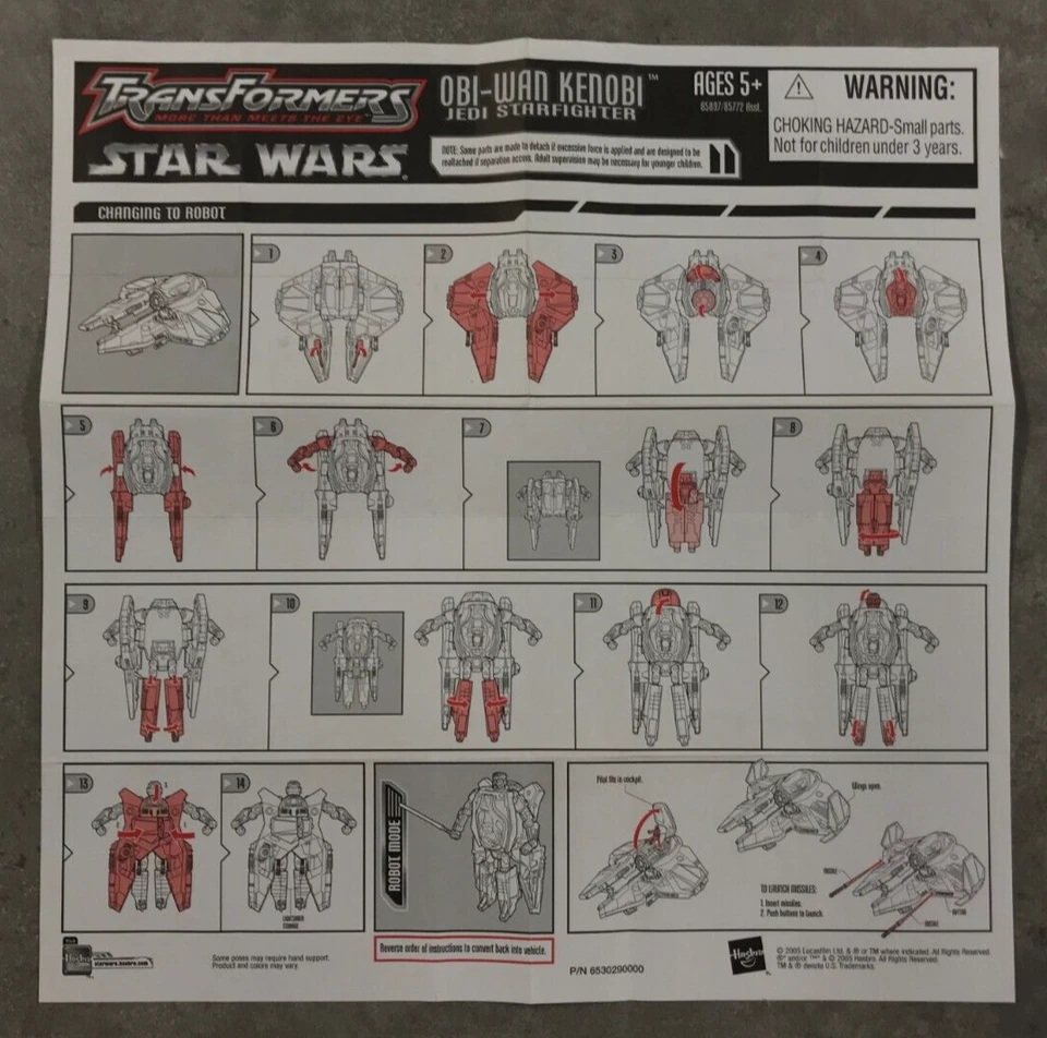 Star Wars Transformers (2005) Obi-Wan Kenobi Jedi Starfighter Figure COMPLETE - Image 4 of 4