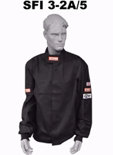DRAG RACING FIRE SUIT JACKET 2 LAYER  SFI 5 RACE SUIT SFI 3-2A/5 BLACK SMALL