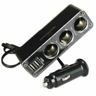 Car Cigarette Lighter Splitter 12V Socket 2 USB 3 Way Plug Multi Charger Adapter