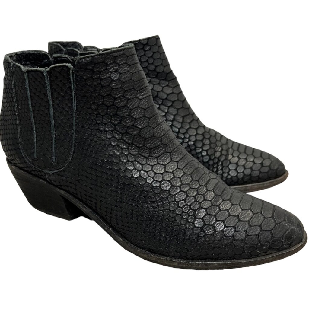 JOIE Barlow black leather snakeskin heeled ankle boots booties EU