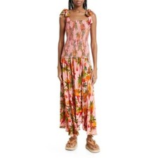 NWOT FARM RIO Pink Mango Trees Midi Dress SIze S