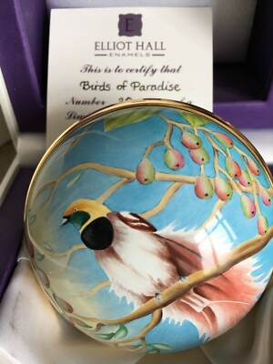 ELLIOT HALL EMAILLE PARADIESVOGEL BOX LE neuwertig in Box