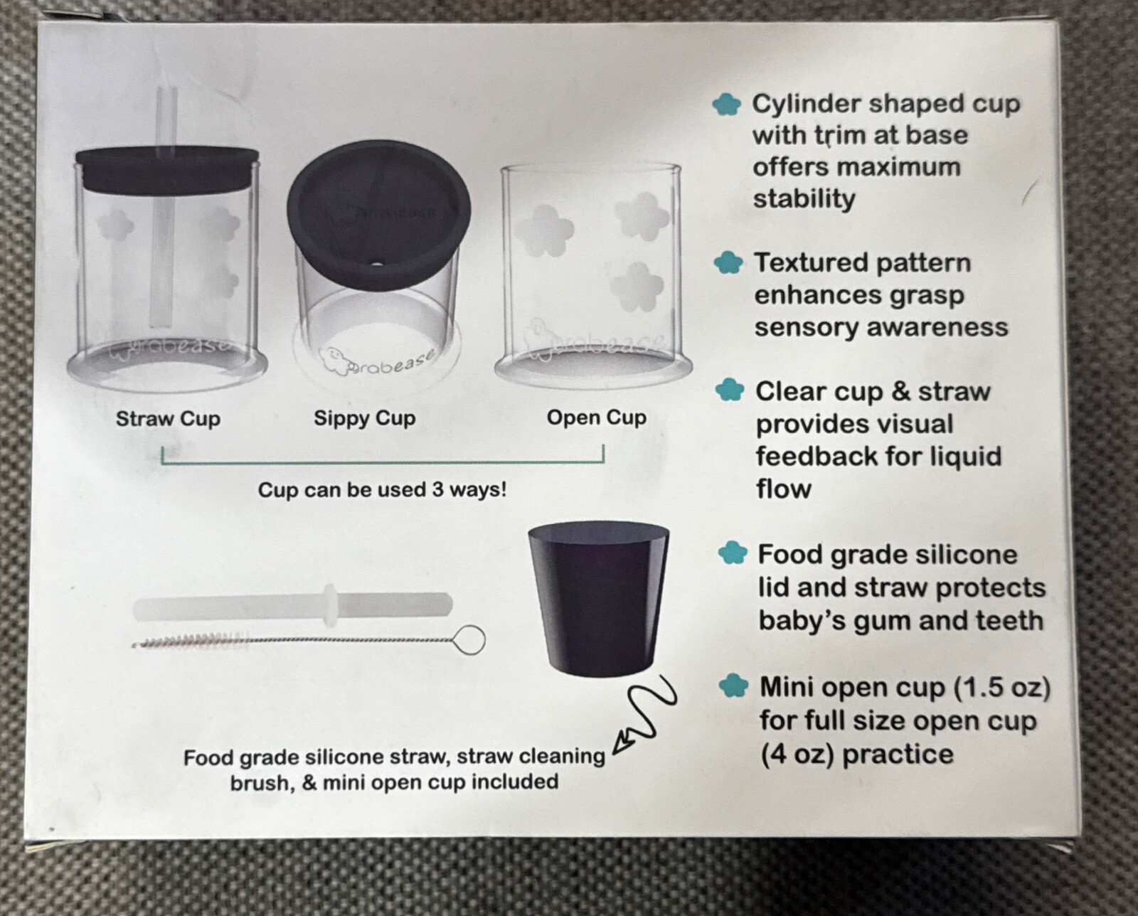 Grabease 3 In 1 Training Cup, Gray