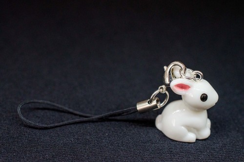 Lapin Bunny Pendentif pour Téléphone Portable Miniblings Blanc Rose Oreilles - Photo 3/6
