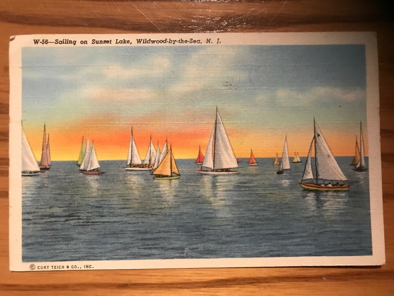 Vintage Postcard - Sailing On Sunset Lake, Wildwood-by-the-Sea -NJ - Posted 1936