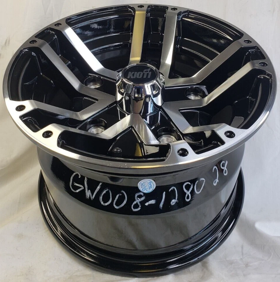 Llanta de aluminio trasera Kioti UTV Mechron / K9 2400 2440 ATV RTV 12x8 5 agujeros negra Foto 3 de 4