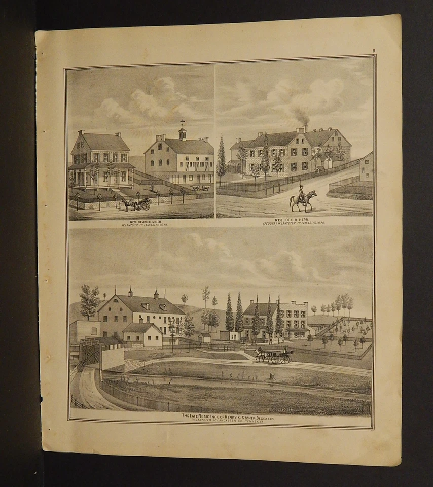 Карта округа Пенсильвания Ланкастер городок провидение 1875 Dbl сторона Y15 #26 - Изображение 2 из 2