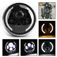 7'' LED Headlight Hi/Lo Fog Driving DRL for Motorcycle Dyna Cafe Racer Bobber T9