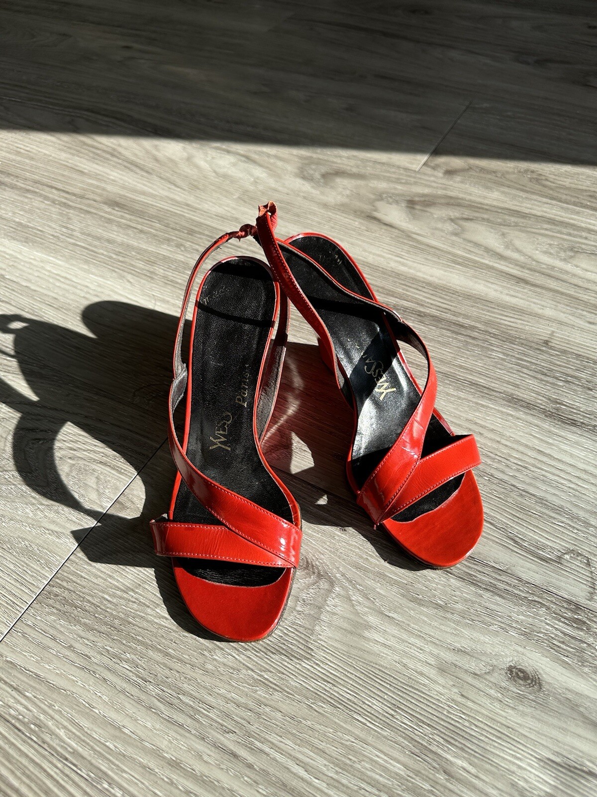 Sandali con zeppa Yves Saint Laurent rossi vintage YSL donna taglia 5 5