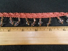 1/2" Braided Beaded Fringe Trim - Rust colored - 2yd. 14 in. piece