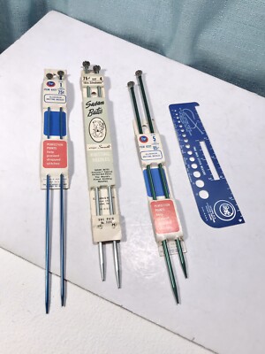 Vintage Boye Susan Bates Knitting Needles Lot 3 Pair NOS New Aluminum w Gauge