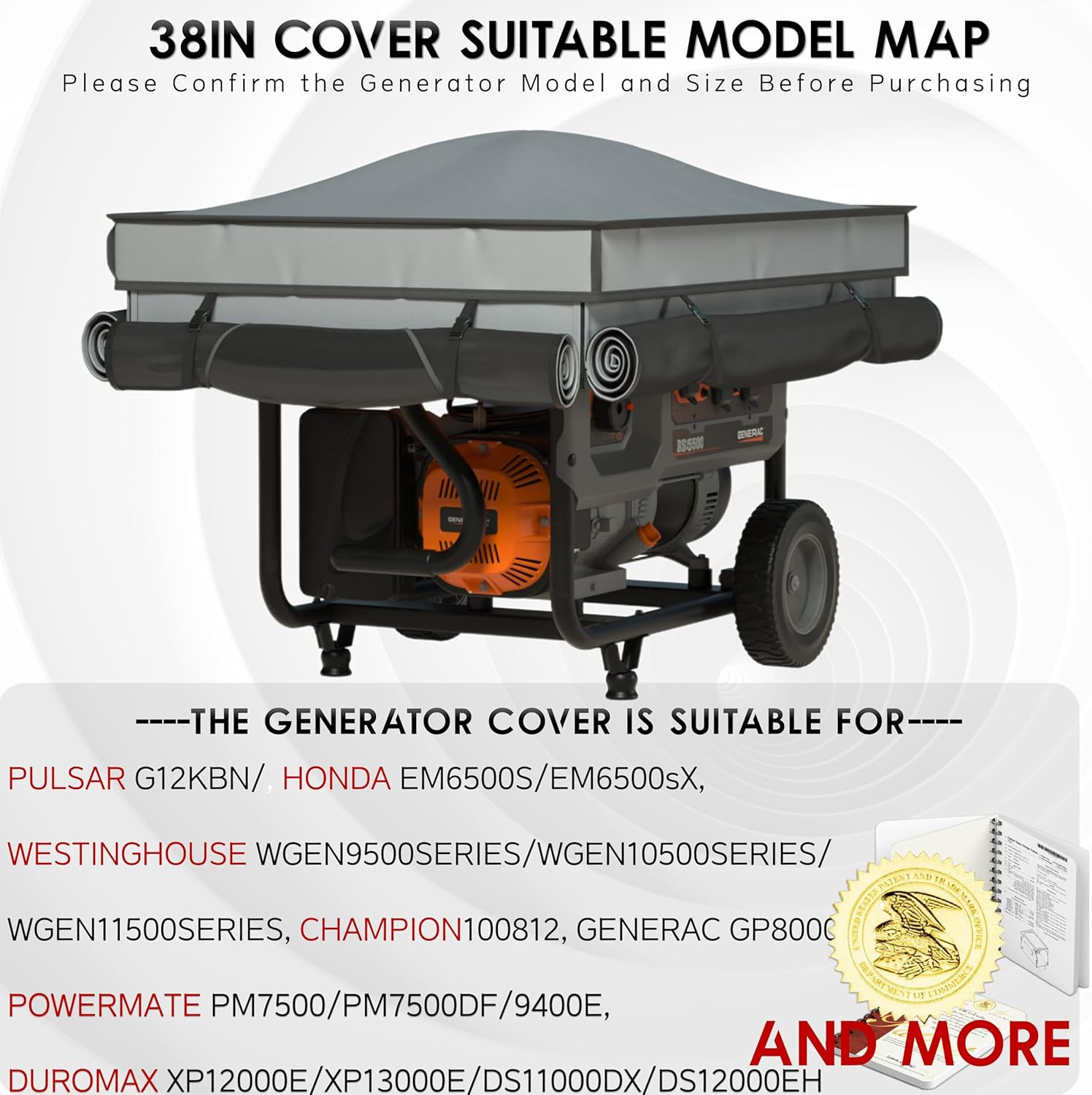 Heavy Duty Waterproof Generator Tent Cover with Bracket - Gray 38"x28"x27