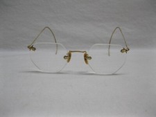 Vtg B L Bausch  Lomb Antique Eye Glasses Wire Frame Hexagon 12k GF Gold