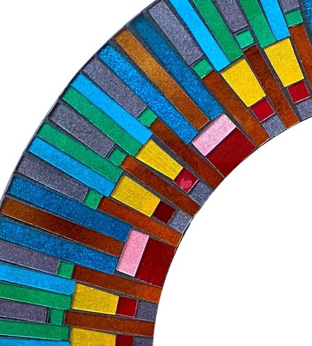 Zorigs - Handcrafted Blue Multicolored Mosaic Mirror, 24" Round Wall Mirror - Picture 2 of 4