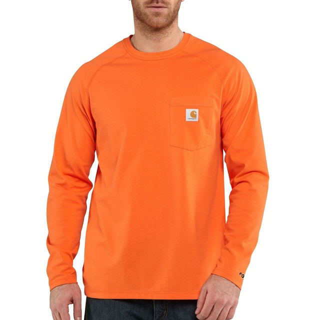 Carhartt Men's Long Sleeve Crew Work Shirt, FR, Orange, 3XL eBay