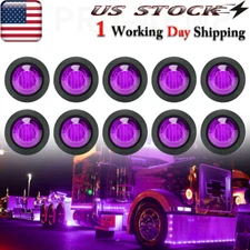 10x 3/4 Inch Purple LED Round Marker Lights Waterproof 12V for Truck Trailer RV