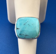 Stunning Sterling Silver 925 Cushion Cabochon Larimar Statement Ring Size 6