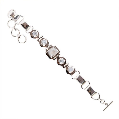 Bracelet Réglable Perles Pierre De Lune Arc-en-ciel Labradorite - Fait Main En Inde, Fermoir Homard, 8 Pouces