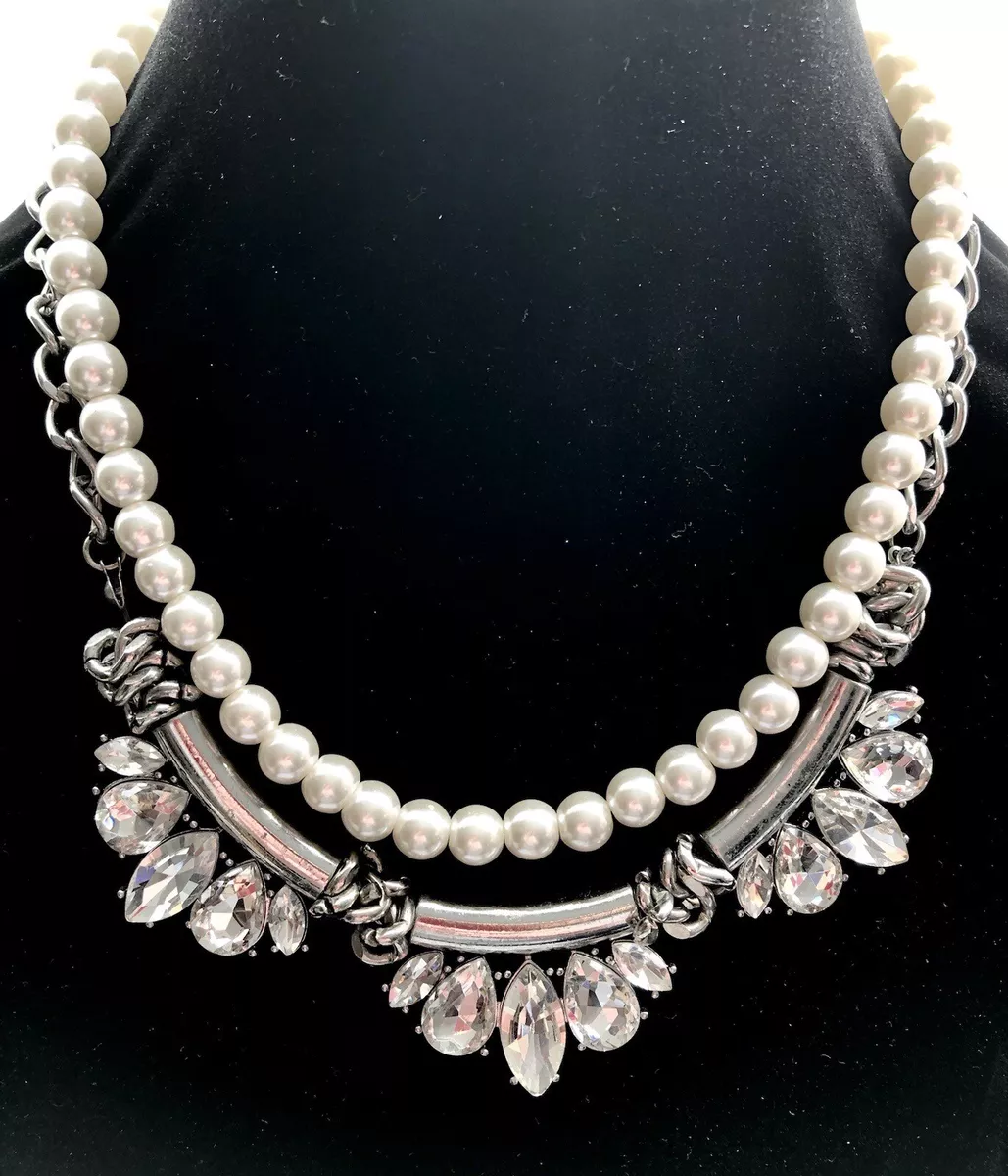 Rhinestone pearl necklace deals