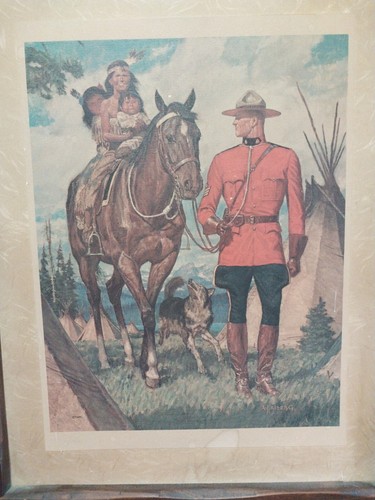 Impresión enmarcada nativa americana canadiense Friberg TNPC vintage años 60 - Imagen 2 de 3