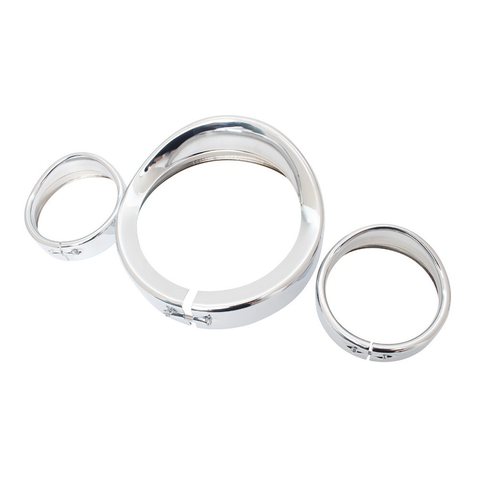 7 Headlight Trim Ring Visor For Harley + 4.5 Fog Light Trim Ring Visor Harley Touring Road King Softail Street Glide Electra Glide Replace Harley Davidson