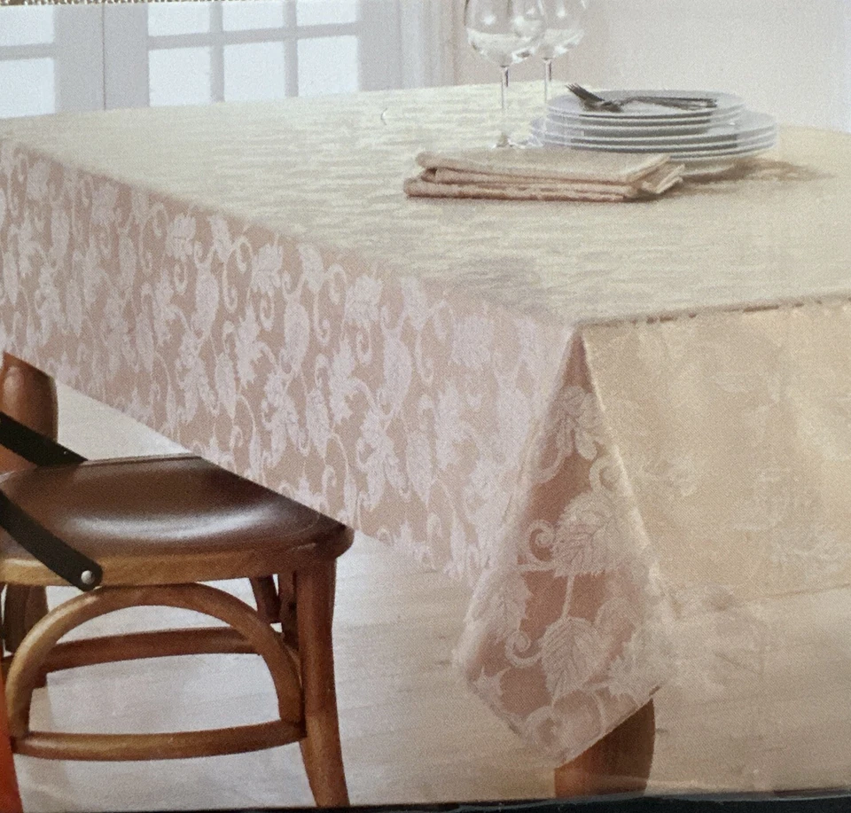 Never Opened CELEBRATE FALL FESTIVE KHAKI TABLECLOTH 60"X102" GOLD LEAVES PRINT - Image 3 of 4
