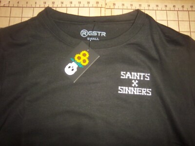 MENS SMALL RGSTR BLACK/MULTICOLORED SAINTS & SINNERS LS T