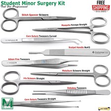 9 Pcs Student Minor Surgery Kit Set Surgical Instruments Stainless German Grade
