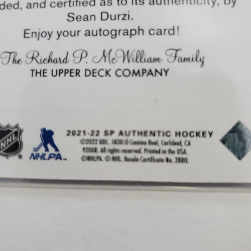 2021-22 SP Authentic 2011-12 Retro Future Watch Autos #RFWA-SD Sean Durzi /499 - Image 4 of 4