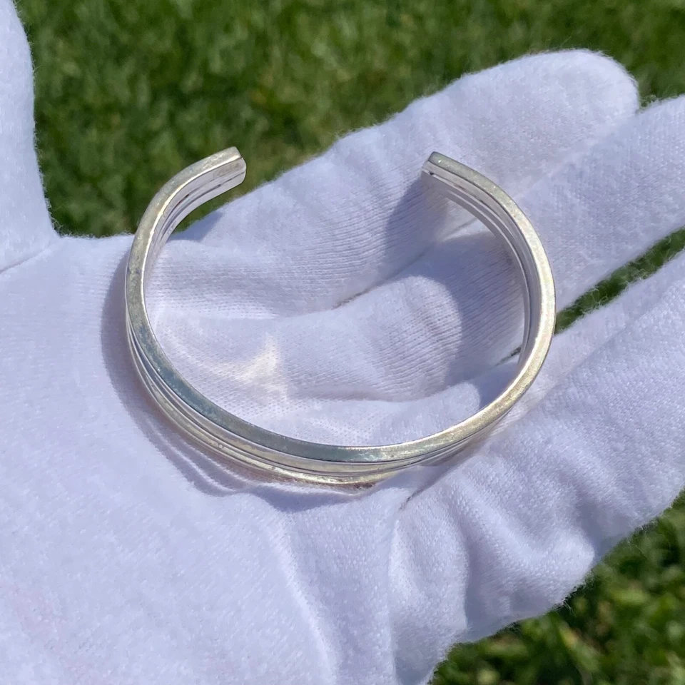 Винтажный браслет-манжета из чистого серебра с подписью Мексики - я думаю, TAXCO - Изображение 3 из 4