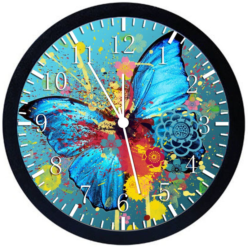 Butterfly Black Frame Wall Clock Y127