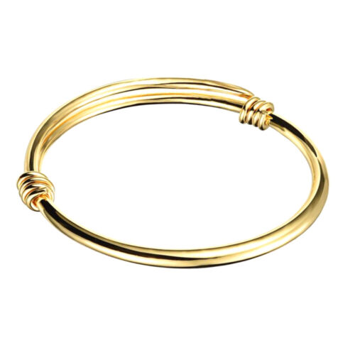 Adjustable Copper Bangle Bracelet - Stylish Wrist Jewelry for Women (Golden) - Afbeelding 1 van 11