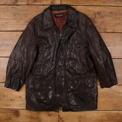 Vintage Banana Republic Lederjacke M Herren 90er braun Full Zip gefüttert Field